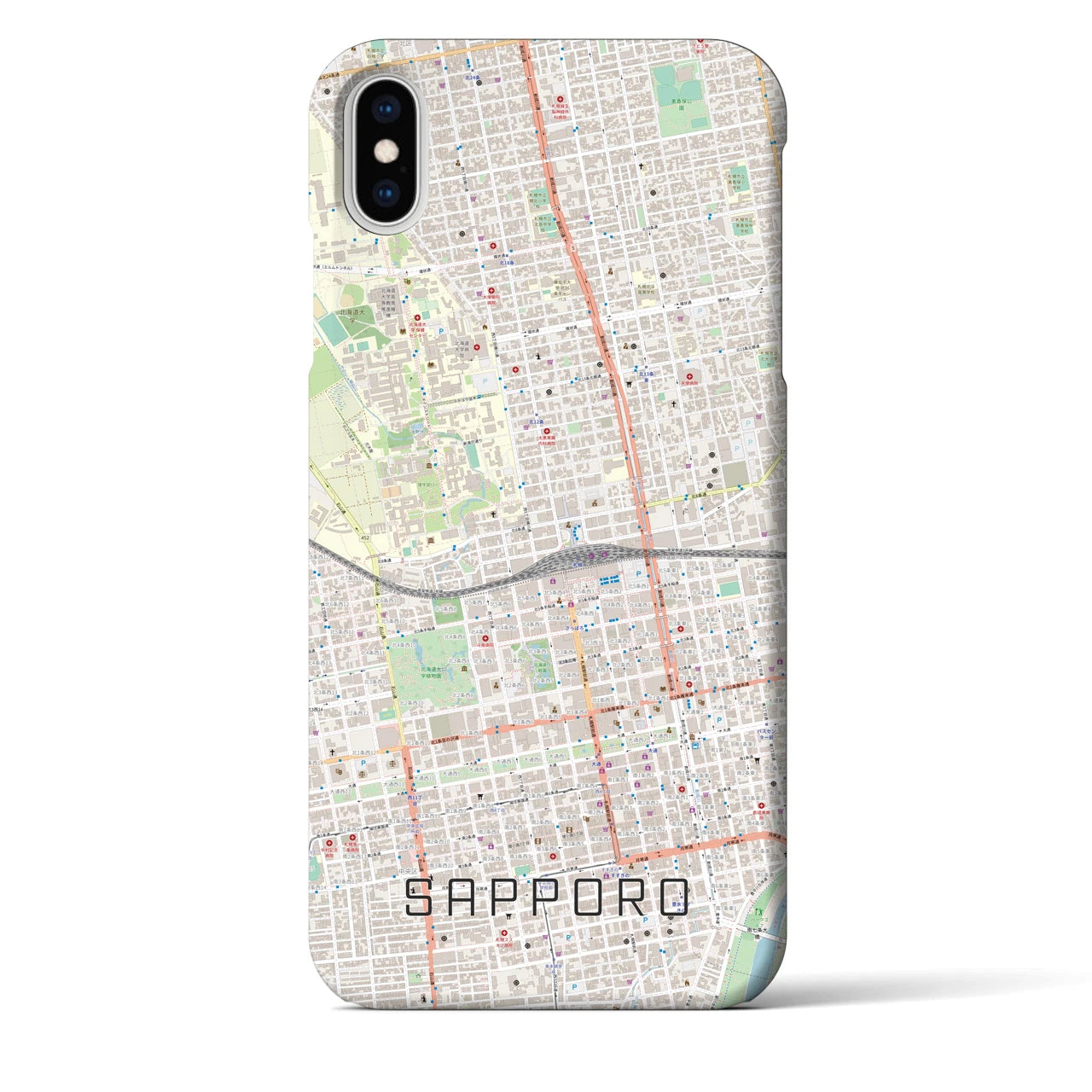 【札幌2(北海道)】地図柄iPhoneケース(バックカバータイプ)