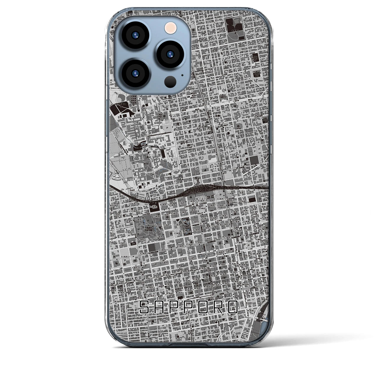 【札幌2(北海道)】地図柄iPhoneケース(クリアタイプ)