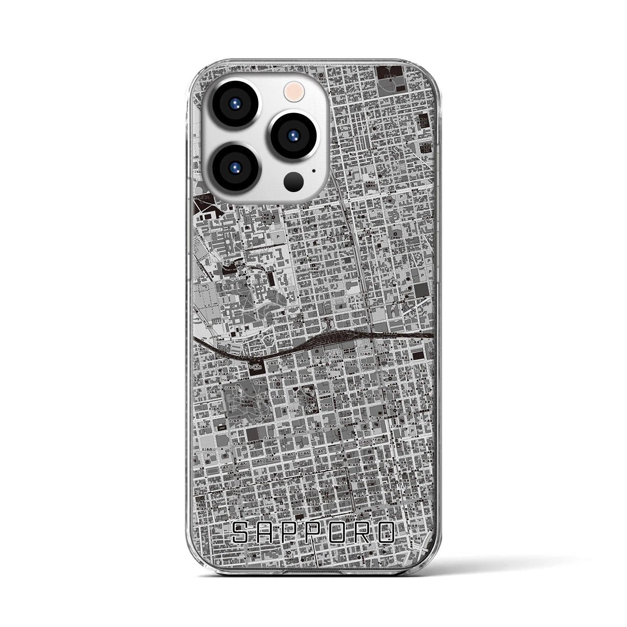 【札幌2(北海道)】地図柄iPhoneケース(クリアタイプ)
