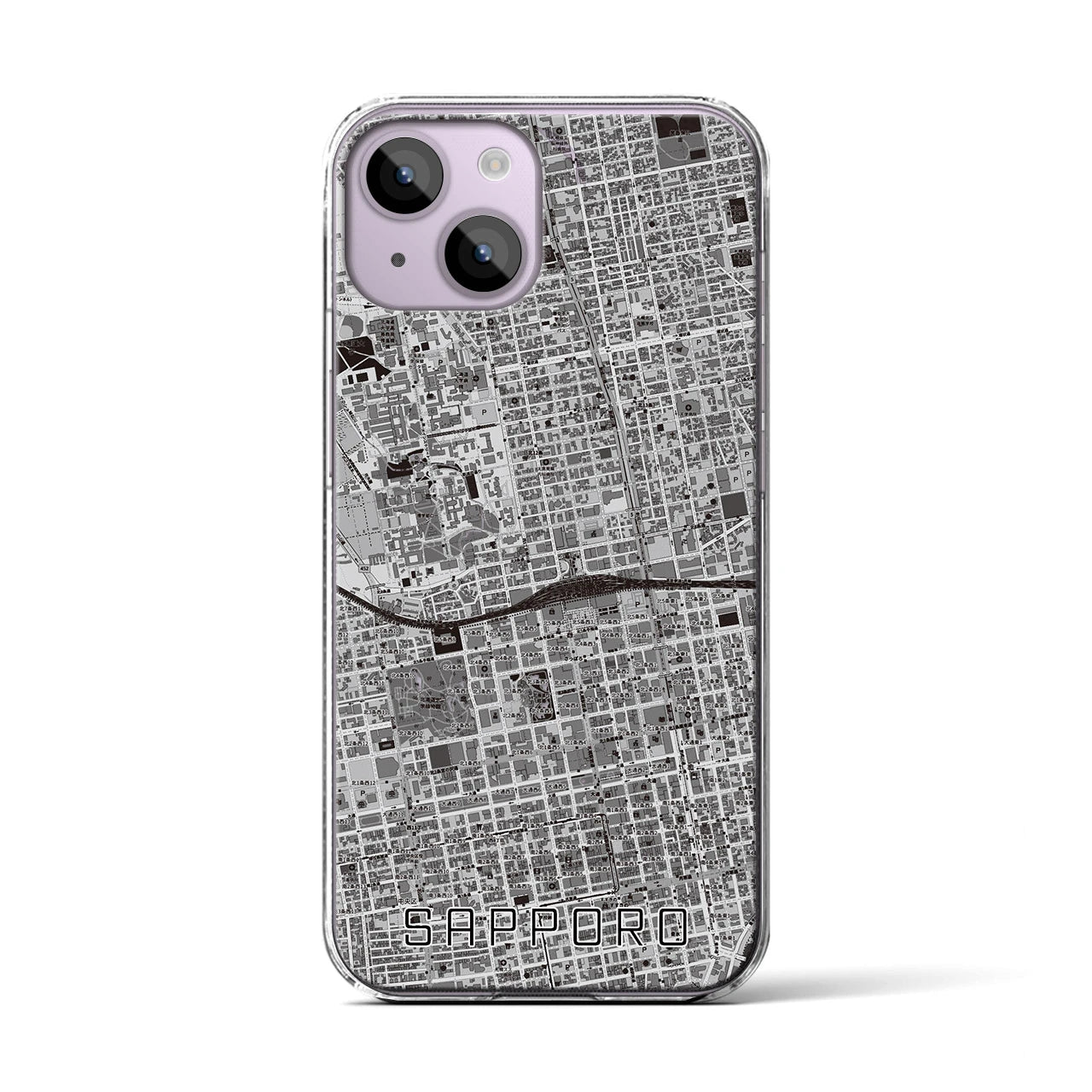 【札幌2(北海道)】地図柄iPhoneケース(クリアタイプ)