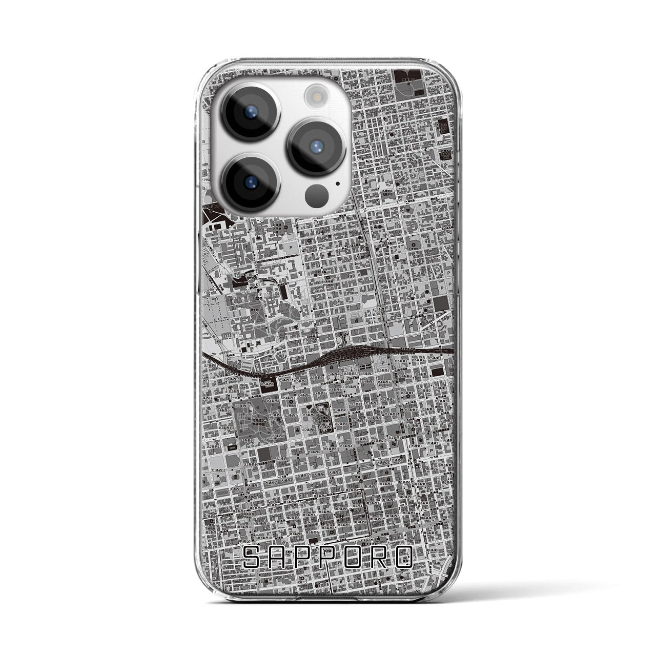 【札幌2(北海道)】地図柄iPhoneケース(クリアタイプ)