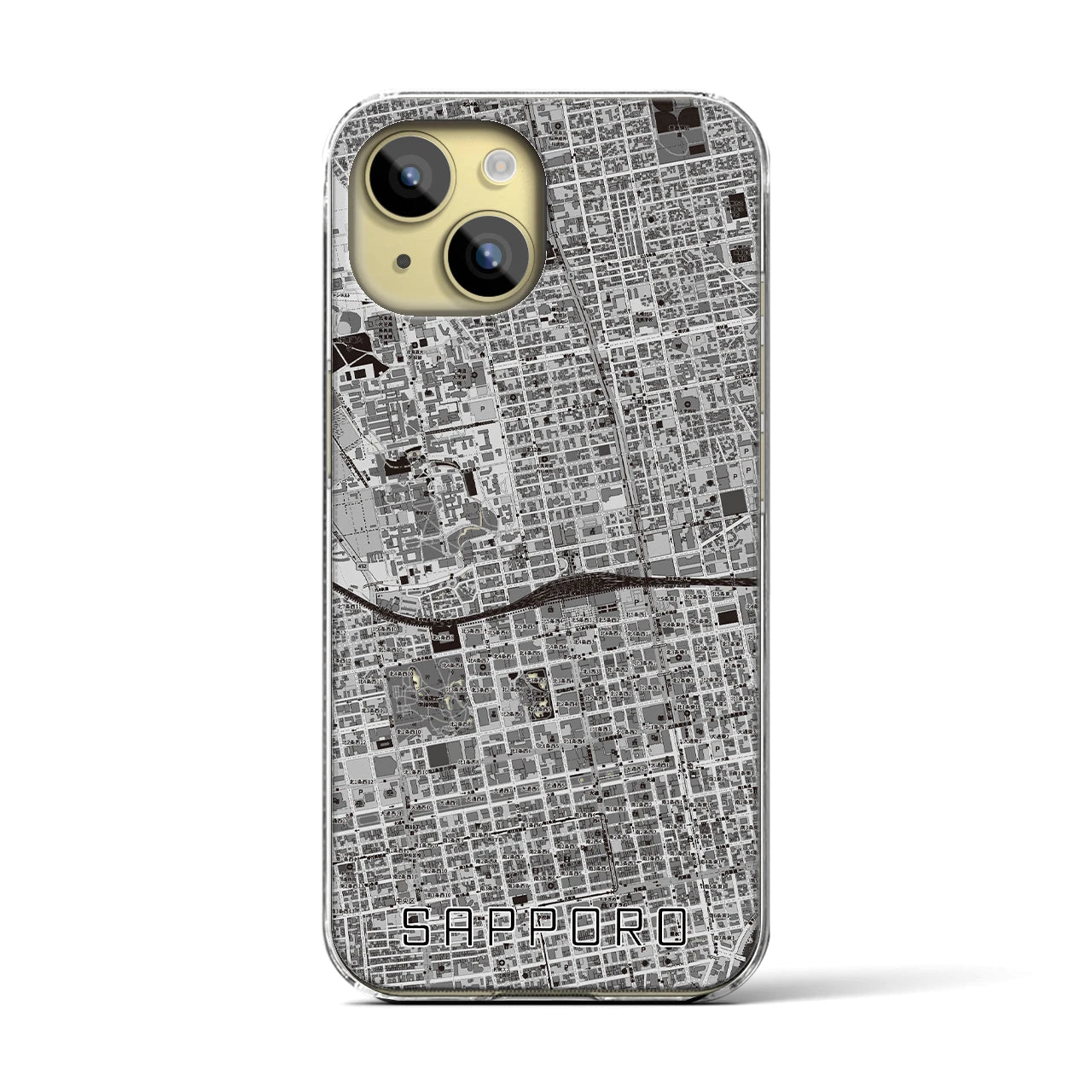 【札幌2(北海道)】地図柄iPhoneケース(クリアタイプ)