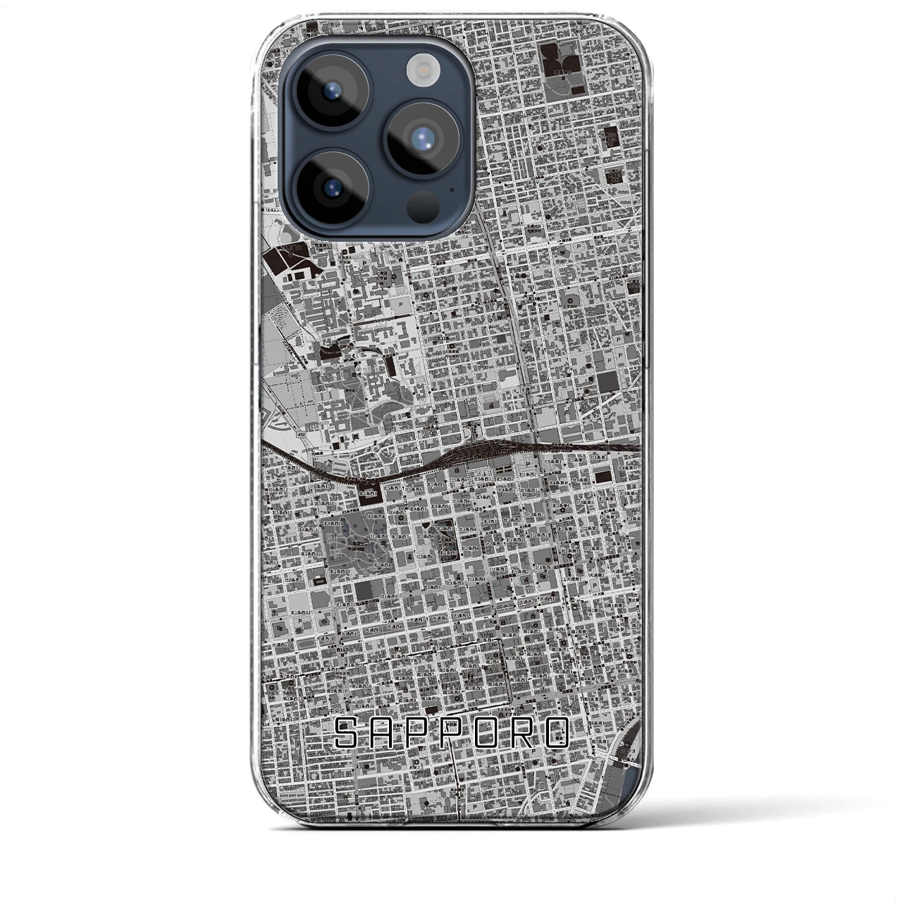 【札幌2(北海道)】地図柄iPhoneケース(クリアタイプ)