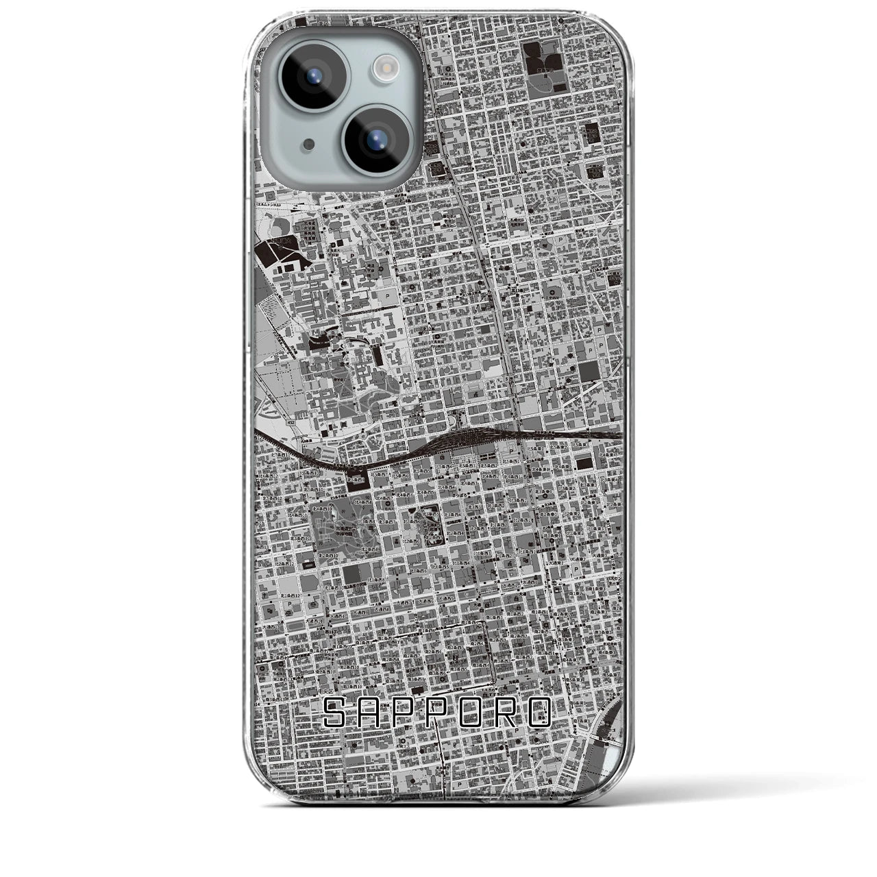 【札幌2(北海道)】地図柄iPhoneケース(クリアタイプ)