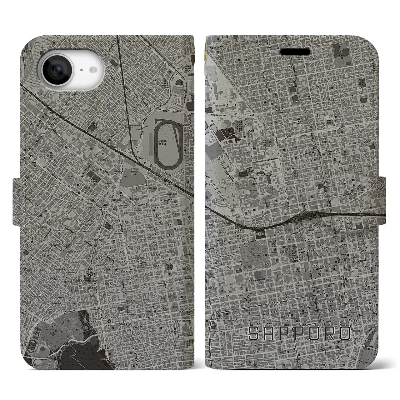 【札幌2(北海道)】地図柄iPhoneケース(手帳タイプ)