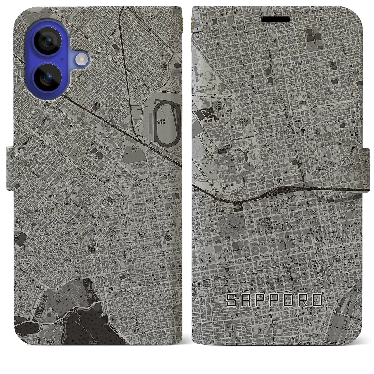 【札幌2(北海道)】地図柄iPhoneケース(手帳タイプ)