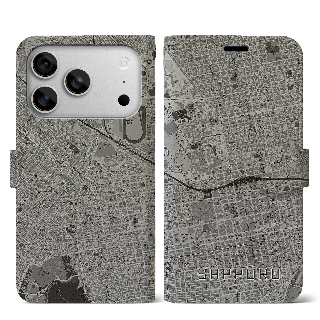 【札幌2(北海道)】地図柄iPhoneケース(手帳タイプ)