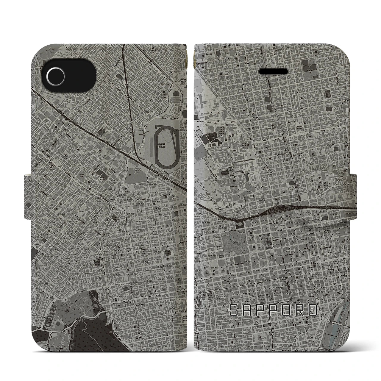 【札幌2(北海道)】地図柄iPhoneケース(手帳タイプ)