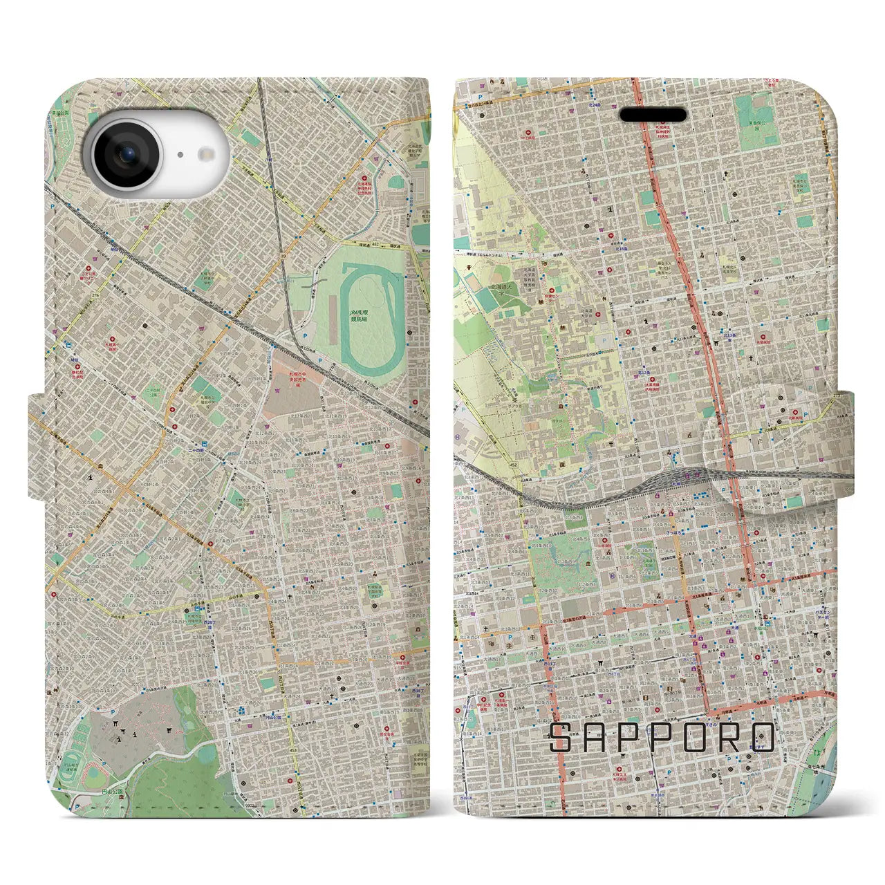 【札幌2(北海道)】地図柄iPhoneケース(手帳タイプ)