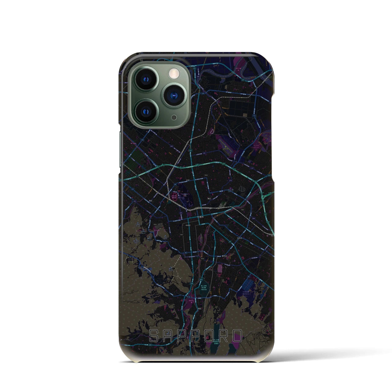 【札幌3(北海道)】地図柄iPhoneケース(バックカバータイプ)