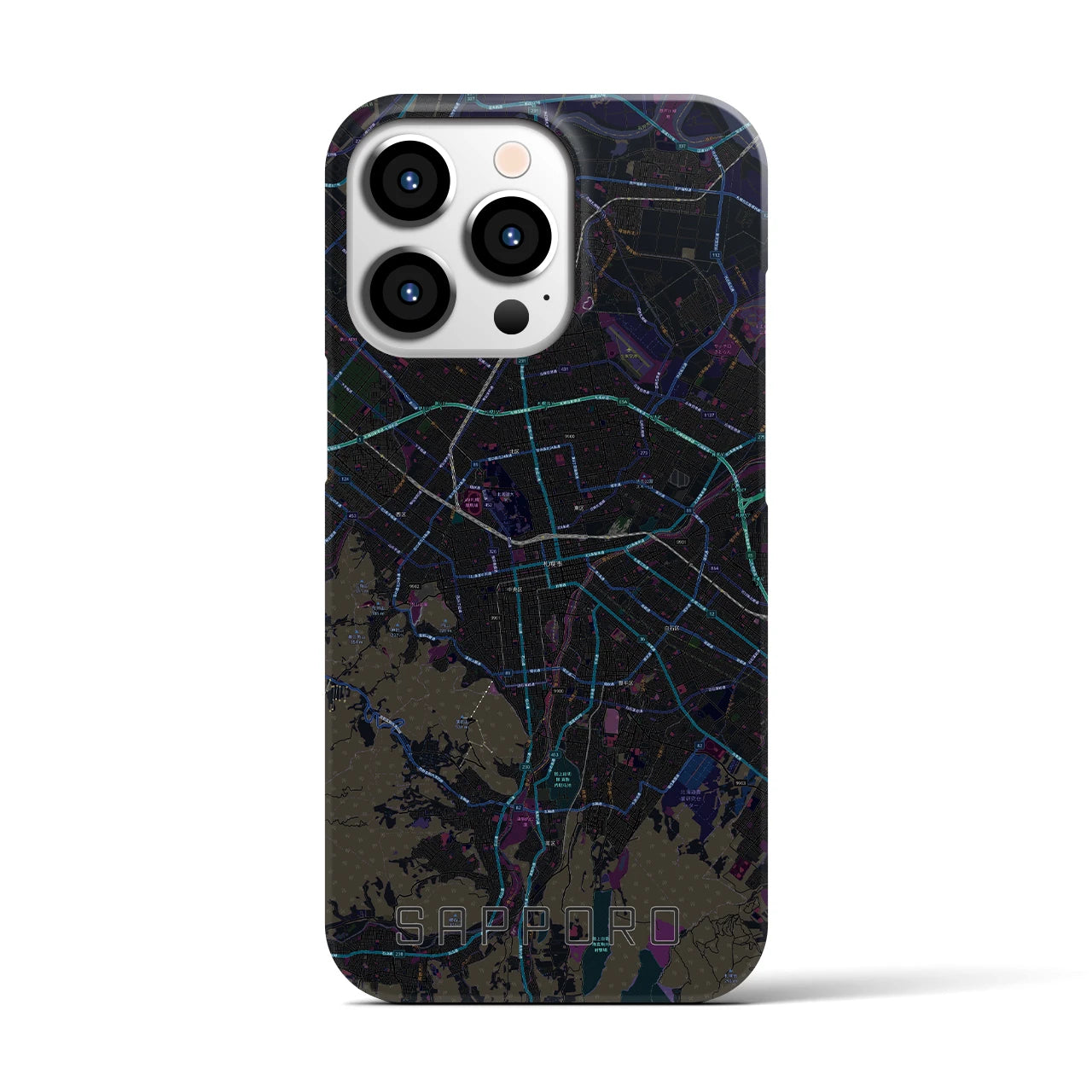 【札幌3(北海道)】地図柄iPhoneケース(バックカバータイプ)