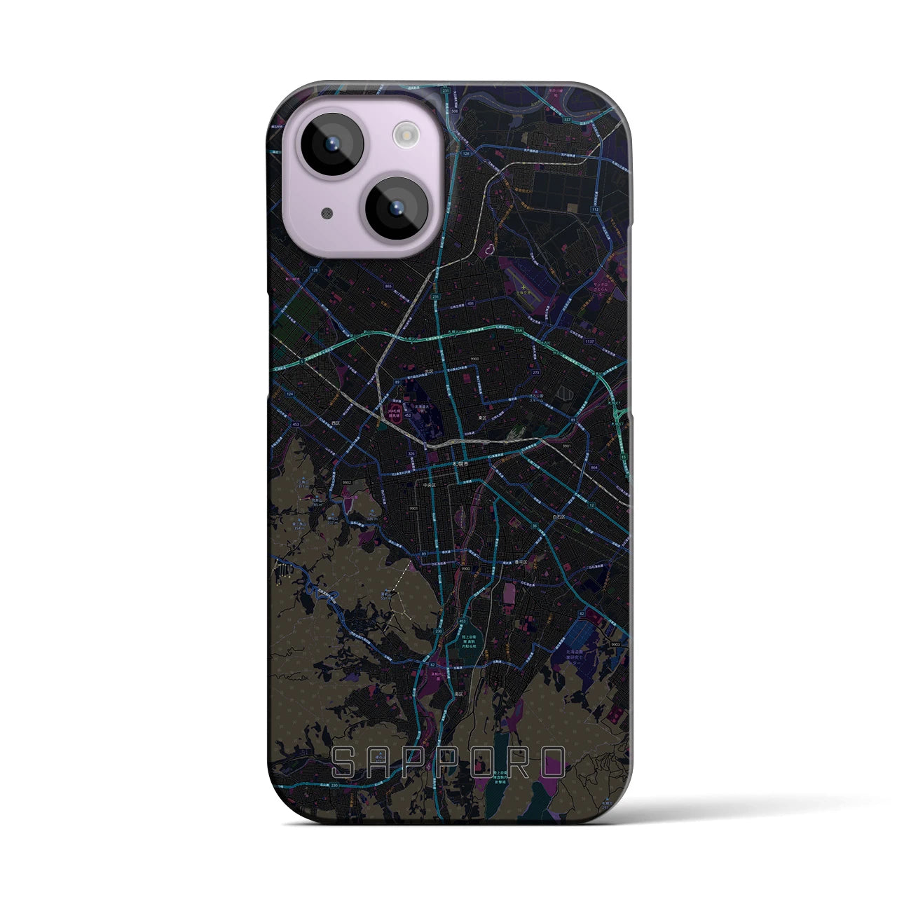 【札幌3(北海道)】地図柄iPhoneケース(バックカバータイプ)