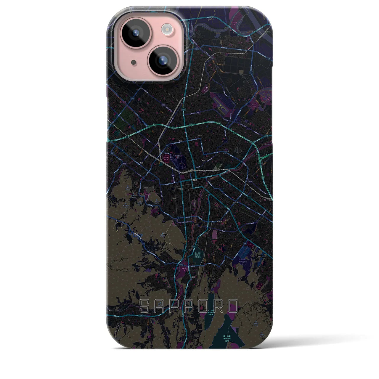 【札幌3(北海道)】地図柄iPhoneケース(バックカバータイプ)