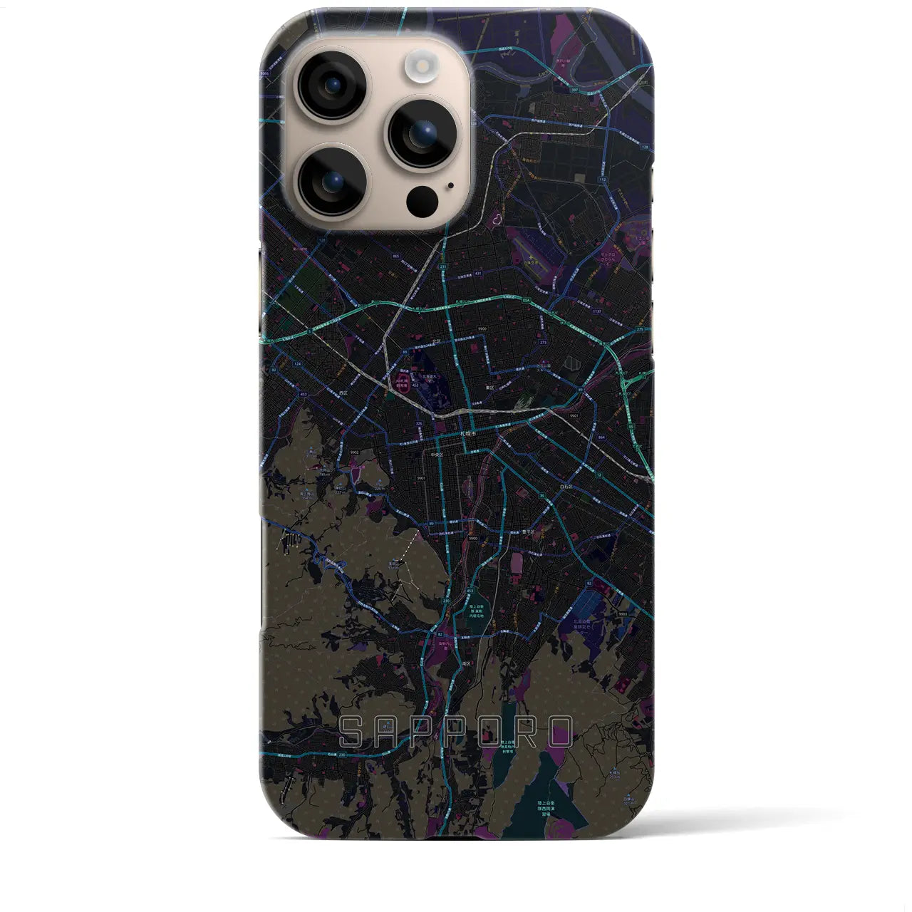 【札幌3(北海道)】地図柄iPhoneケース(バックカバータイプ)