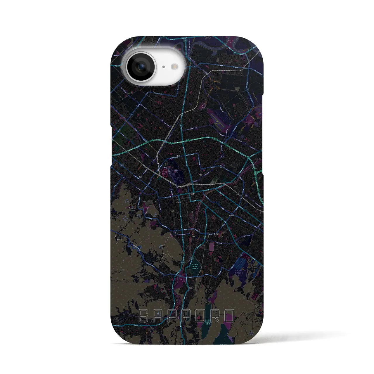 【札幌3(北海道)】地図柄iPhoneケース(バックカバータイプ)