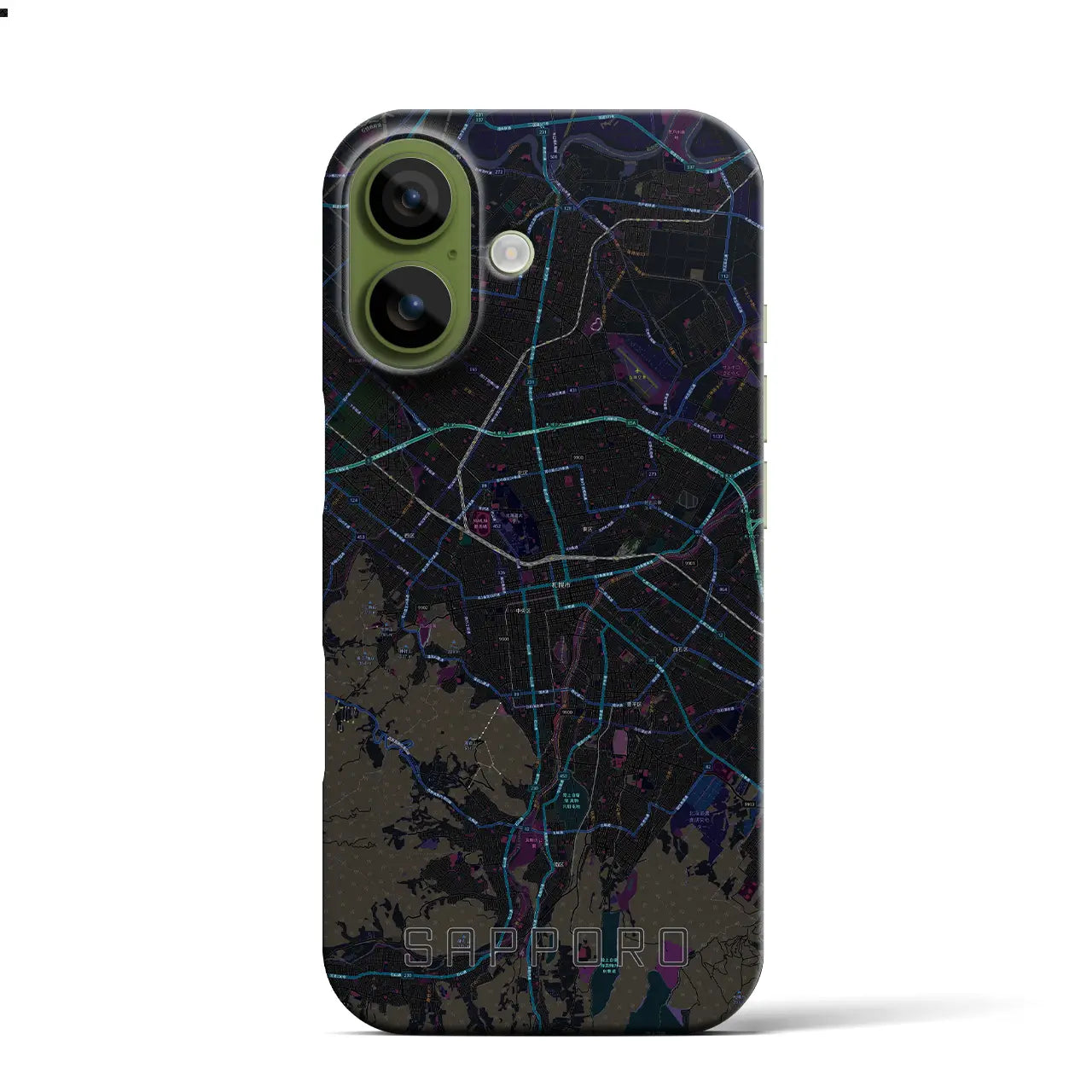 【札幌3(北海道)】地図柄iPhoneケース(バックカバータイプ)