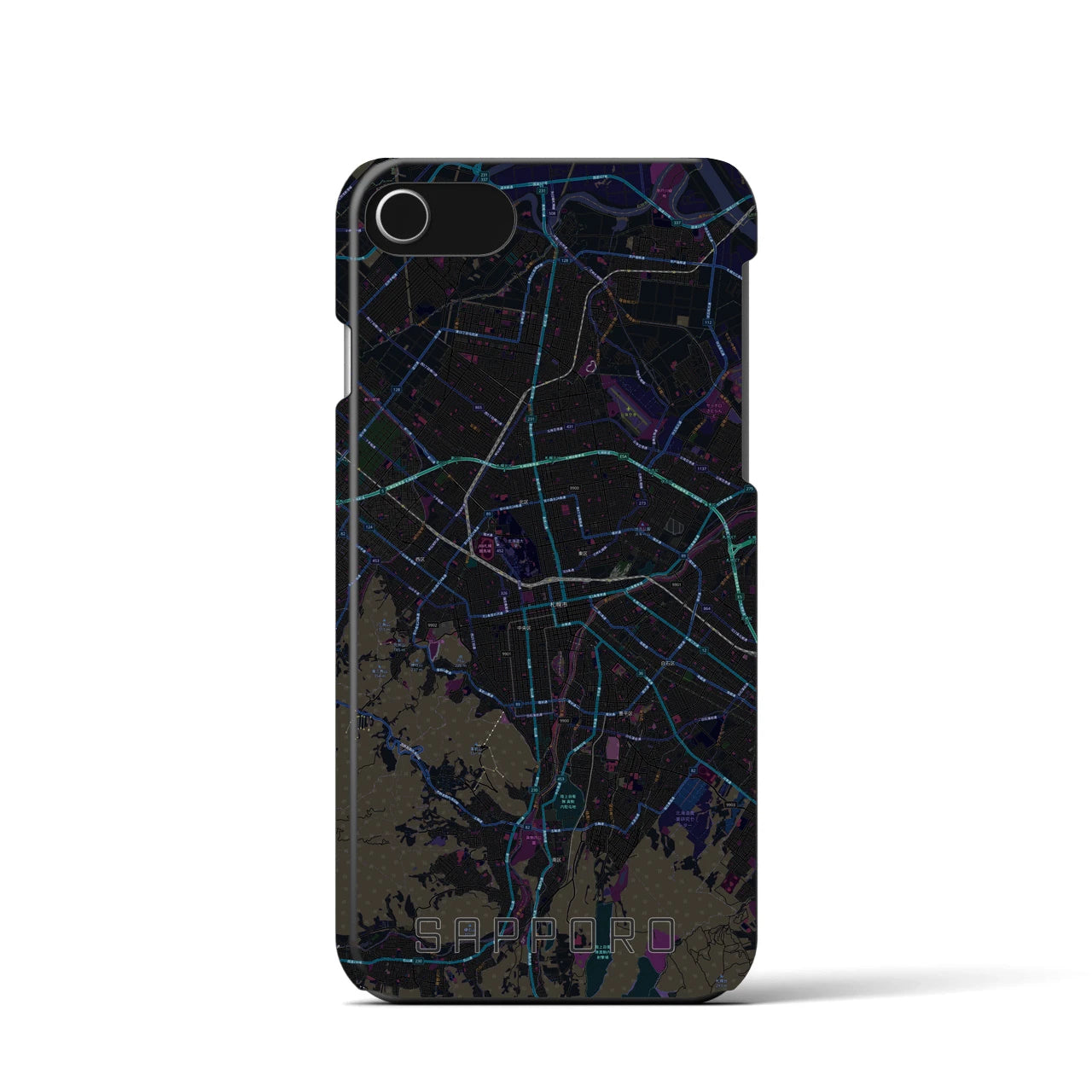 【札幌3(北海道)】地図柄iPhoneケース(バックカバータイプ)