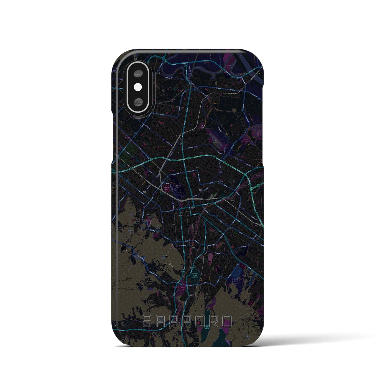 【札幌3(北海道)】地図柄iPhoneケース(バックカバータイプ)