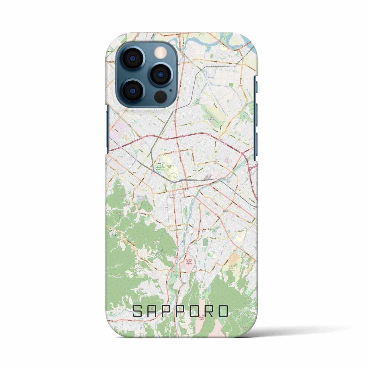【札幌3(北海道)】地図柄iPhoneケース(バックカバータイプ)