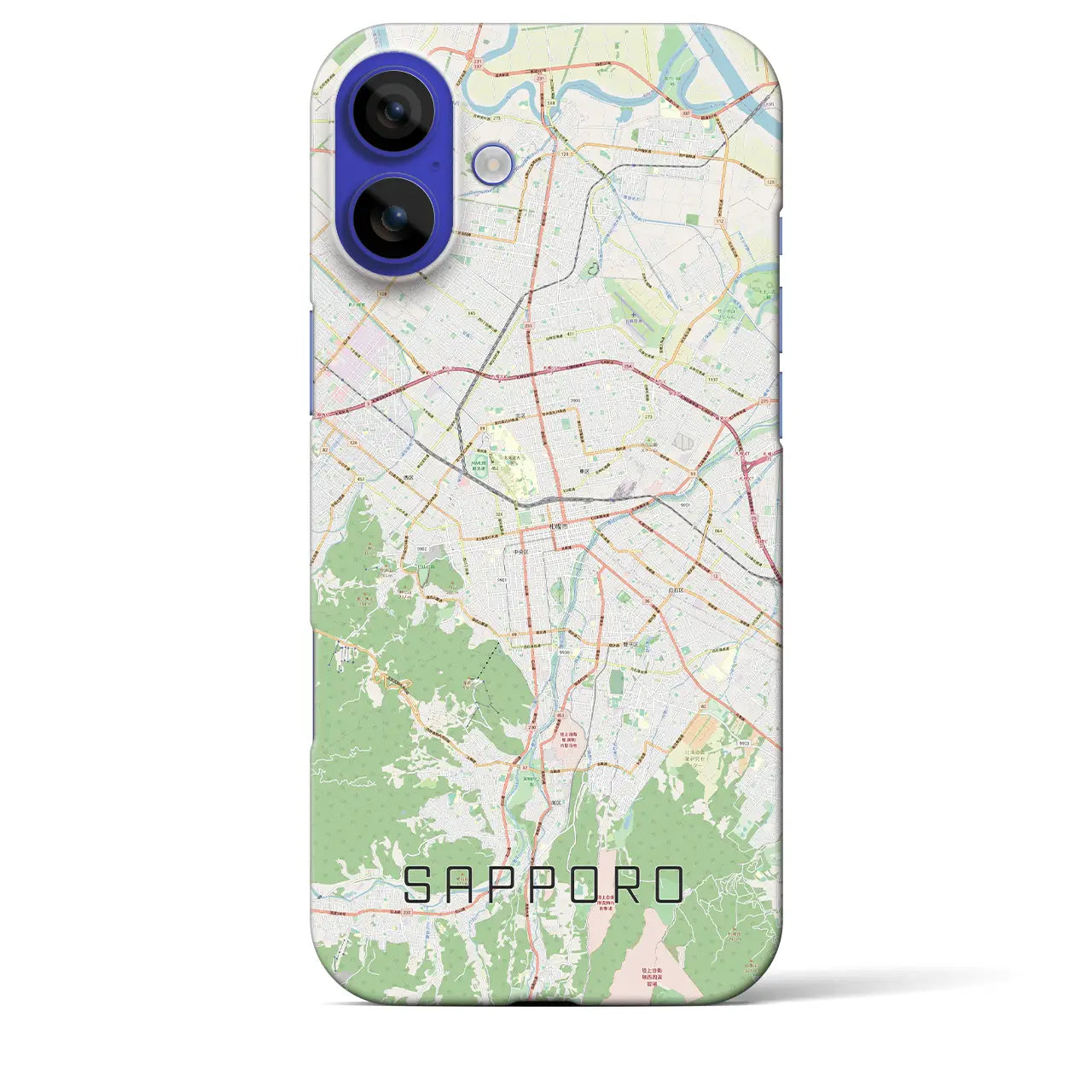 【札幌3(北海道)】地図柄iPhoneケース(バックカバータイプ)ナチュラル・iPhone 16 Pro Max 用