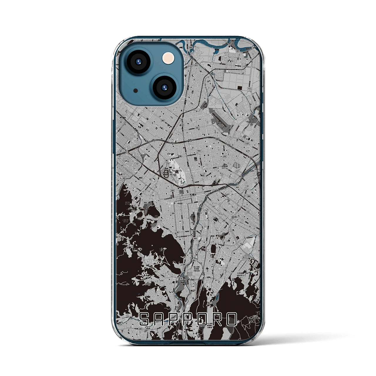 【札幌3(北海道)】地図柄iPhoneケース(クリアタイプ)