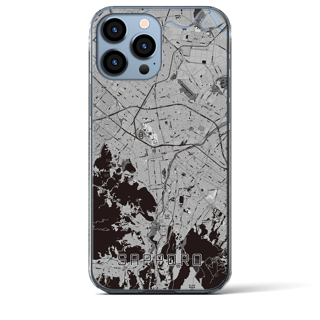【札幌3(北海道)】地図柄iPhoneケース(クリアタイプ)