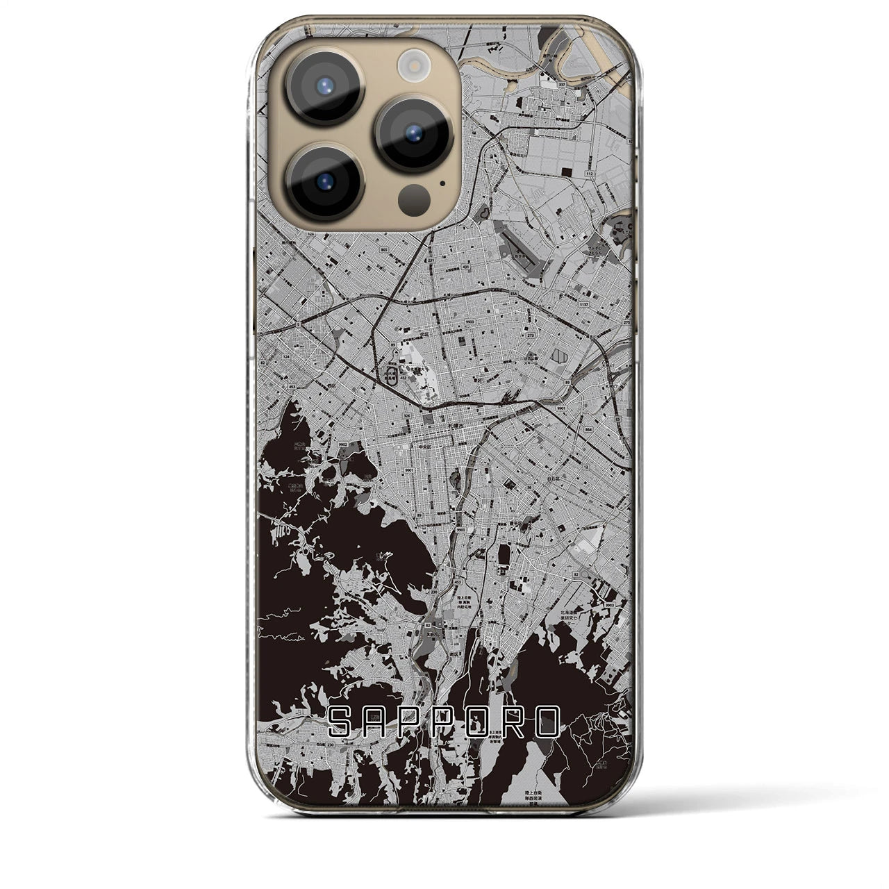 【札幌3(北海道)】地図柄iPhoneケース(クリアタイプ)