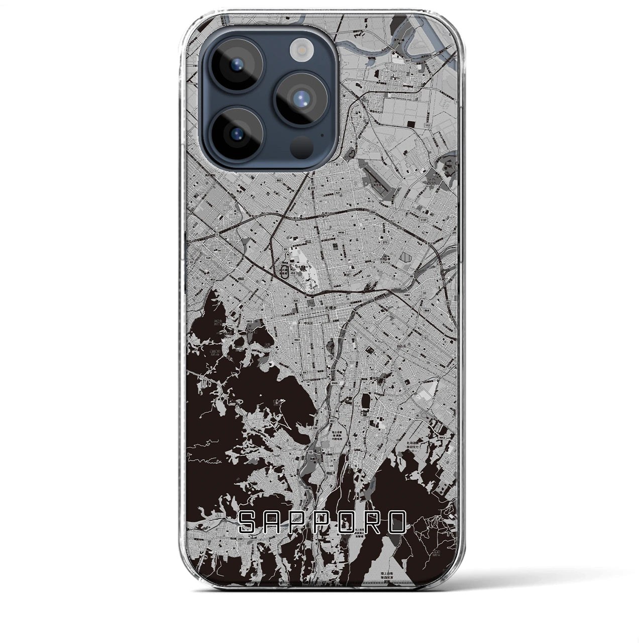 【札幌3(北海道)】地図柄iPhoneケース(クリアタイプ)