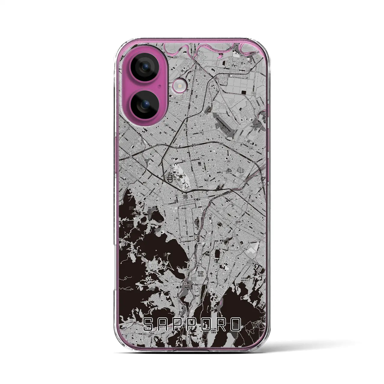【札幌3(北海道)】地図柄iPhoneケース(クリアタイプ)
