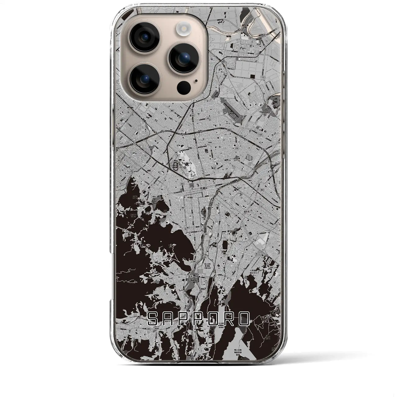 【札幌3(北海道)】地図柄iPhoneケース(クリアタイプ)