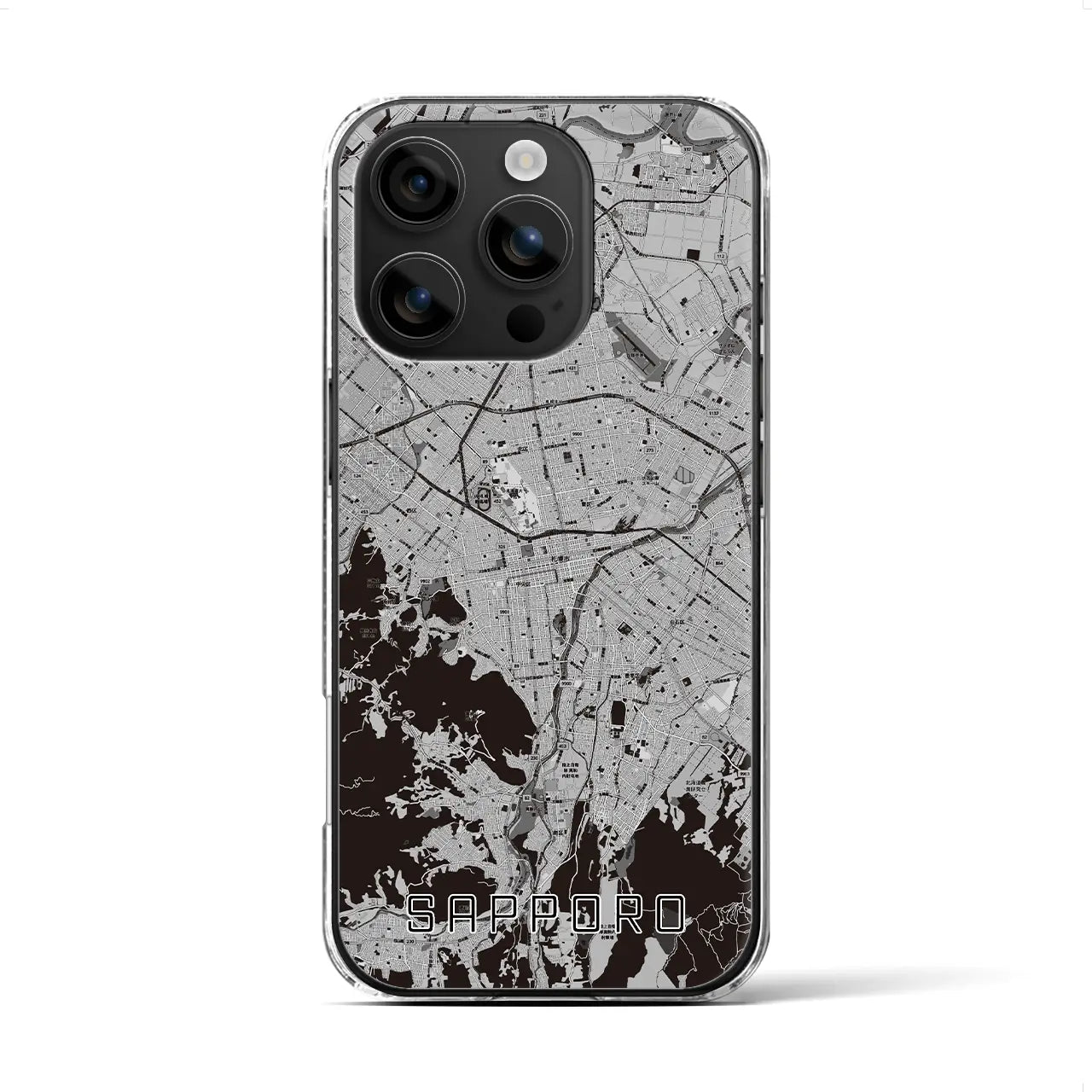 【札幌3(北海道)】地図柄iPhoneケース(クリアタイプ)