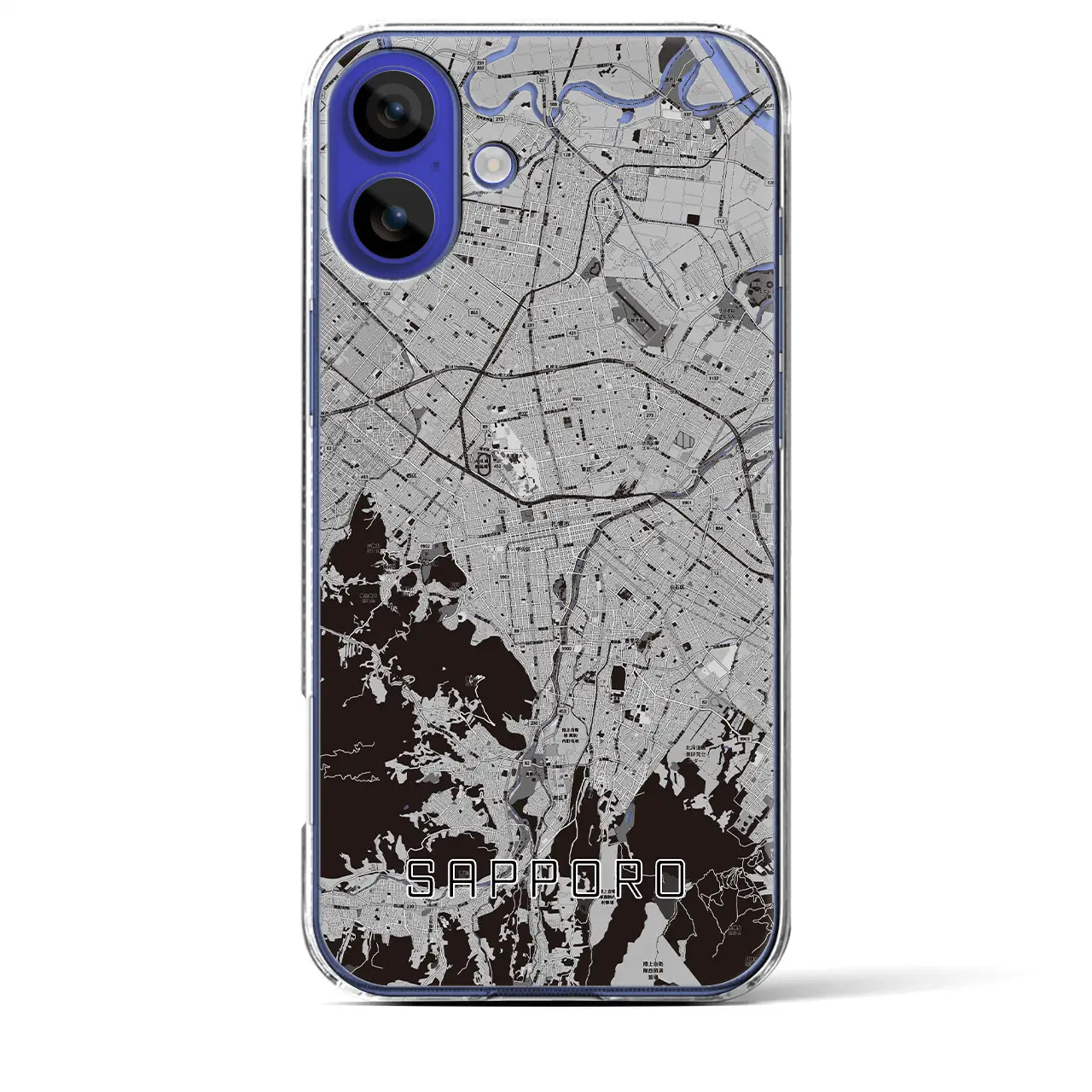 【札幌3(北海道)】地図柄iPhoneケース(クリアタイプ)