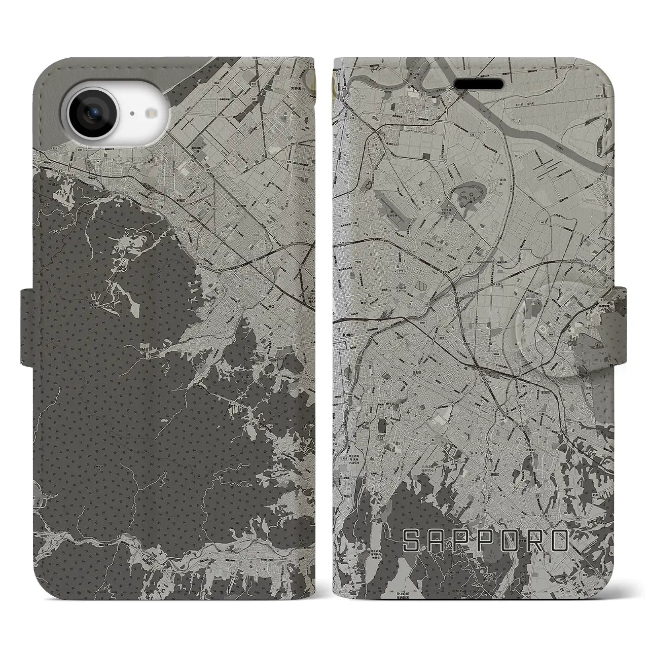 【札幌3(北海道)】地図柄iPhoneケース(手帳タイプ)