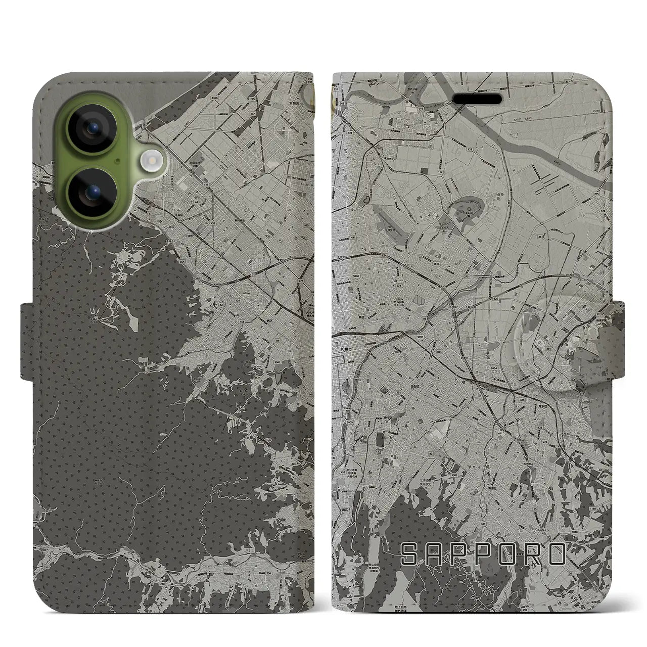 【札幌3(北海道)】地図柄iPhoneケース(手帳タイプ)