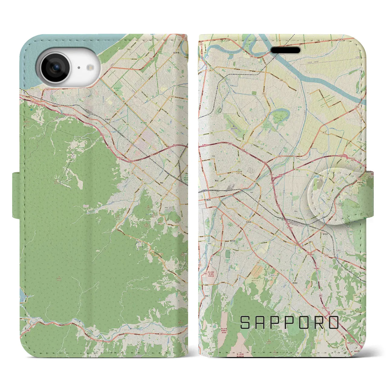 【札幌3(北海道)】地図柄iPhoneケース(手帳タイプ)