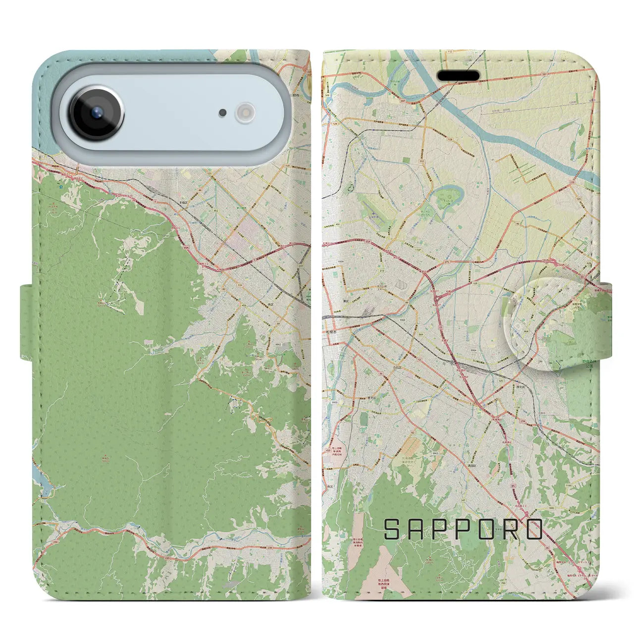 【札幌3(北海道)】地図柄iPhoneケース(手帳タイプ)