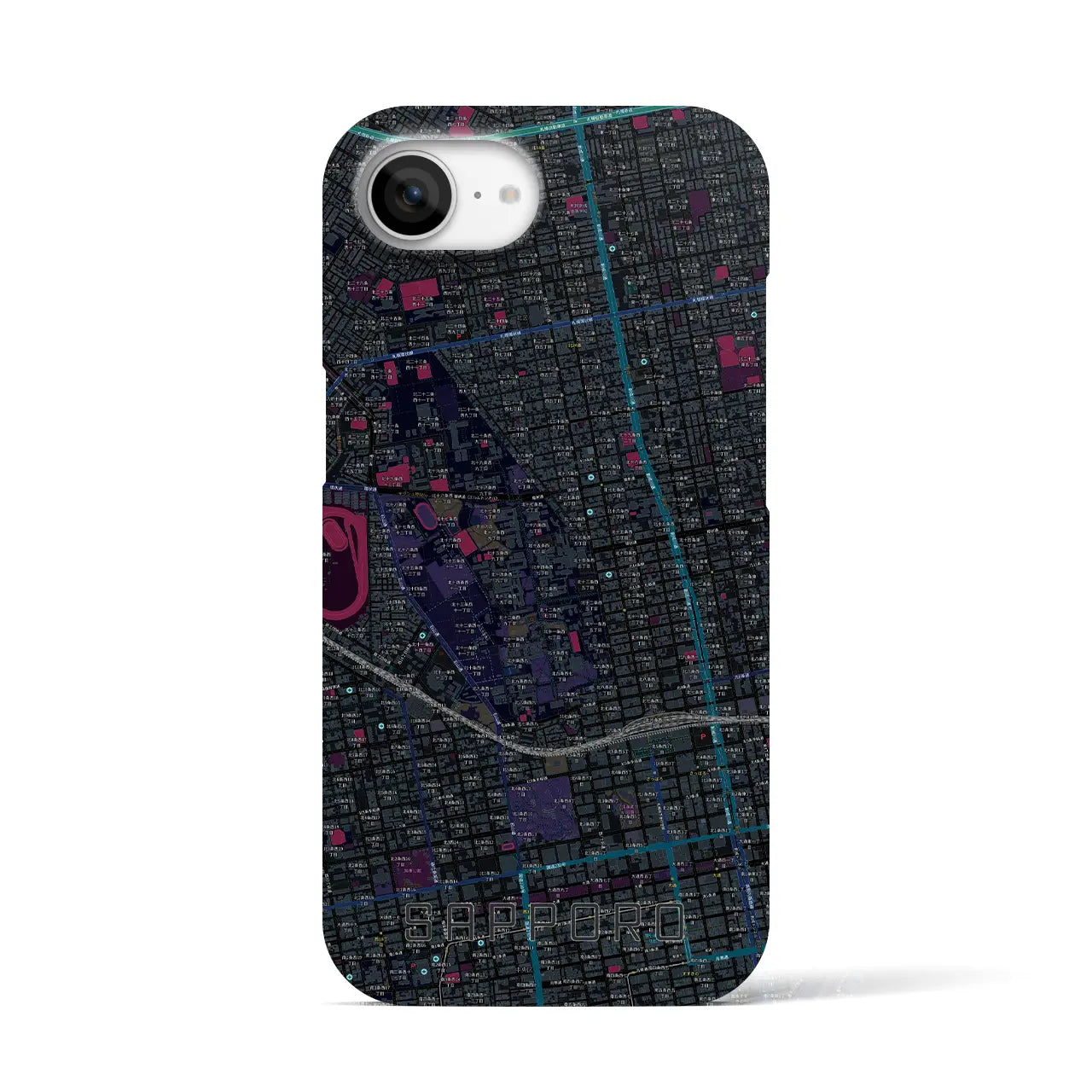 【札幌4(北海道)】地図柄iPhoneケース(バックカバータイプ)