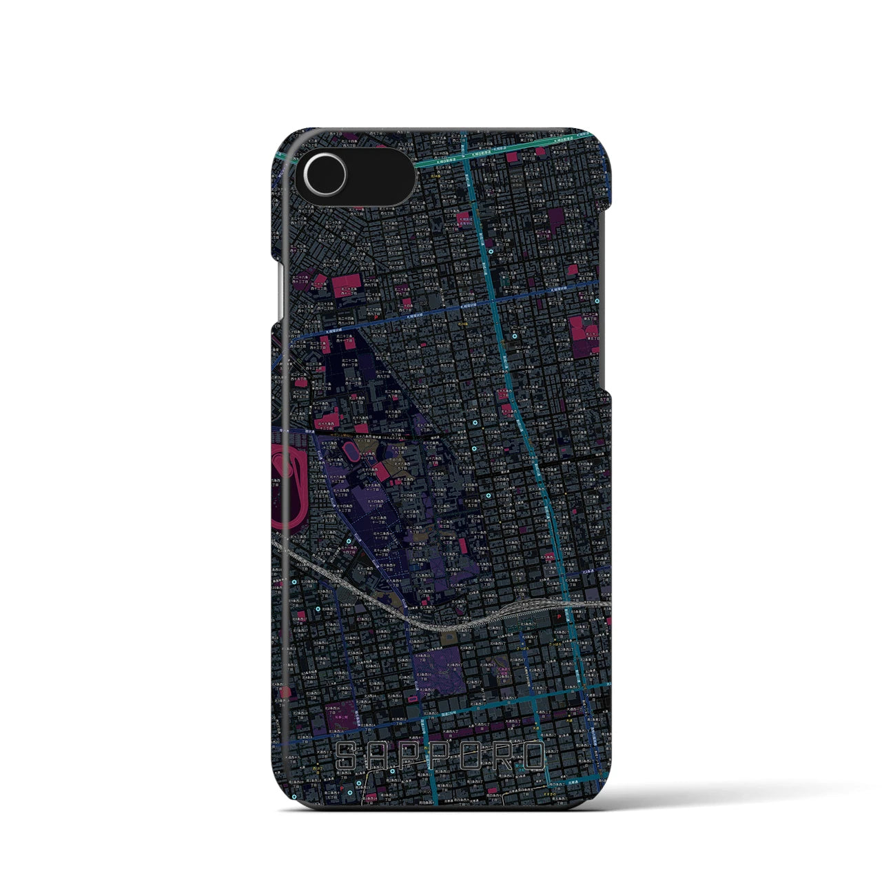 【札幌4(北海道)】地図柄iPhoneケース(バックカバータイプ)