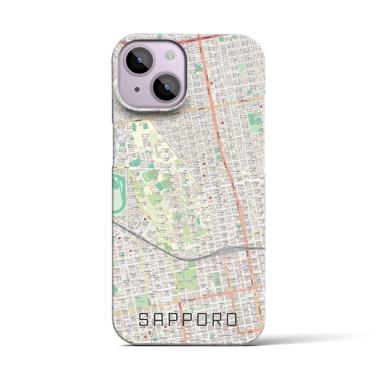 【札幌4(北海道)】地図柄iPhoneケース(バックカバータイプ)