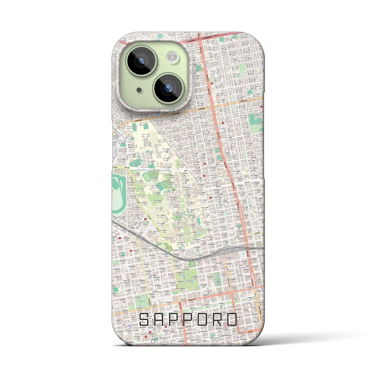 【札幌4(北海道)】地図柄iPhoneケース(バックカバータイプ)