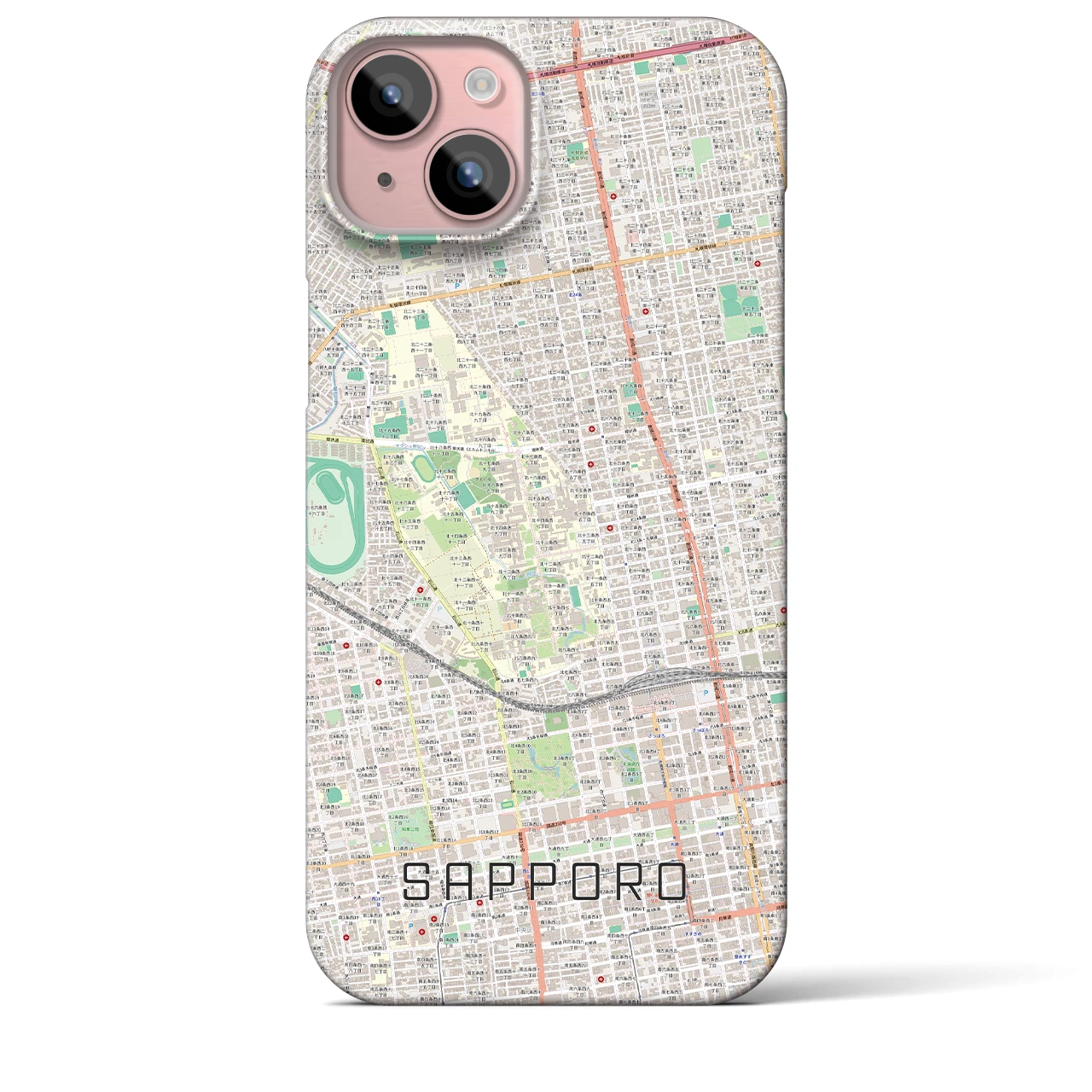 【札幌4(北海道)】地図柄iPhoneケース(バックカバータイプ)