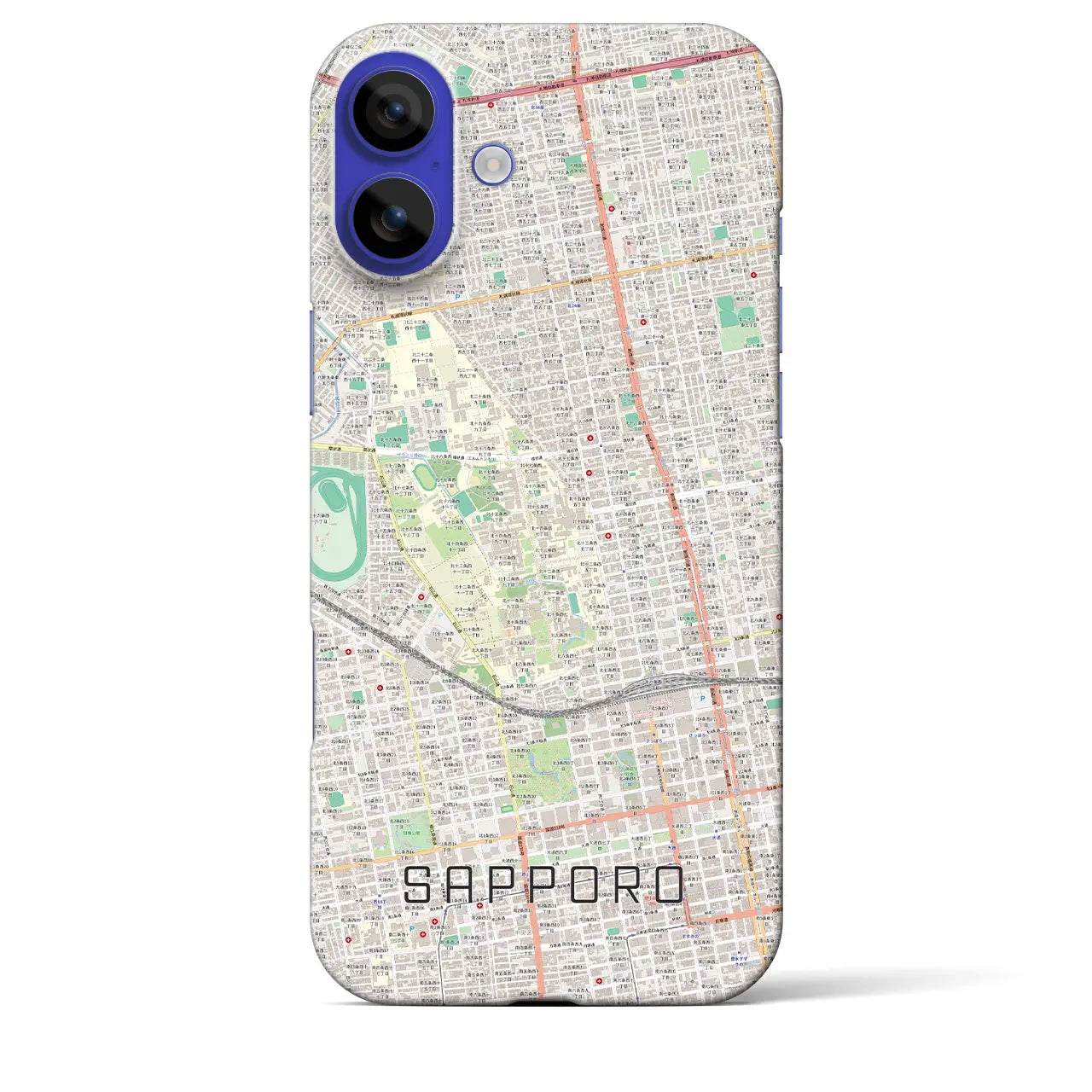 【札幌4(北海道)】地図柄iPhoneケース(バックカバータイプ)ナチュラル・iPhone 16 Pro Max 用