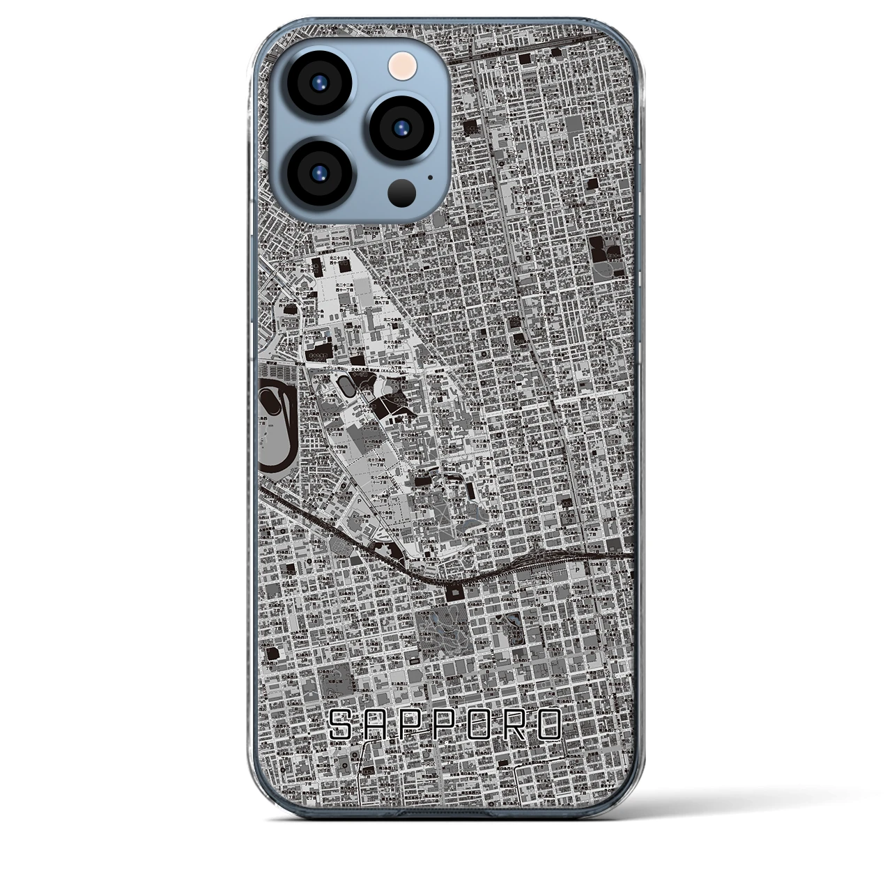 【札幌4(北海道)】地図柄iPhoneケース(クリアタイプ)
