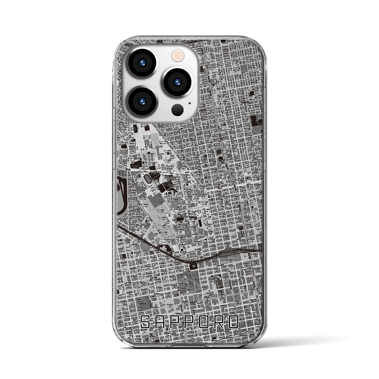 【札幌4(北海道)】地図柄iPhoneケース(クリアタイプ)