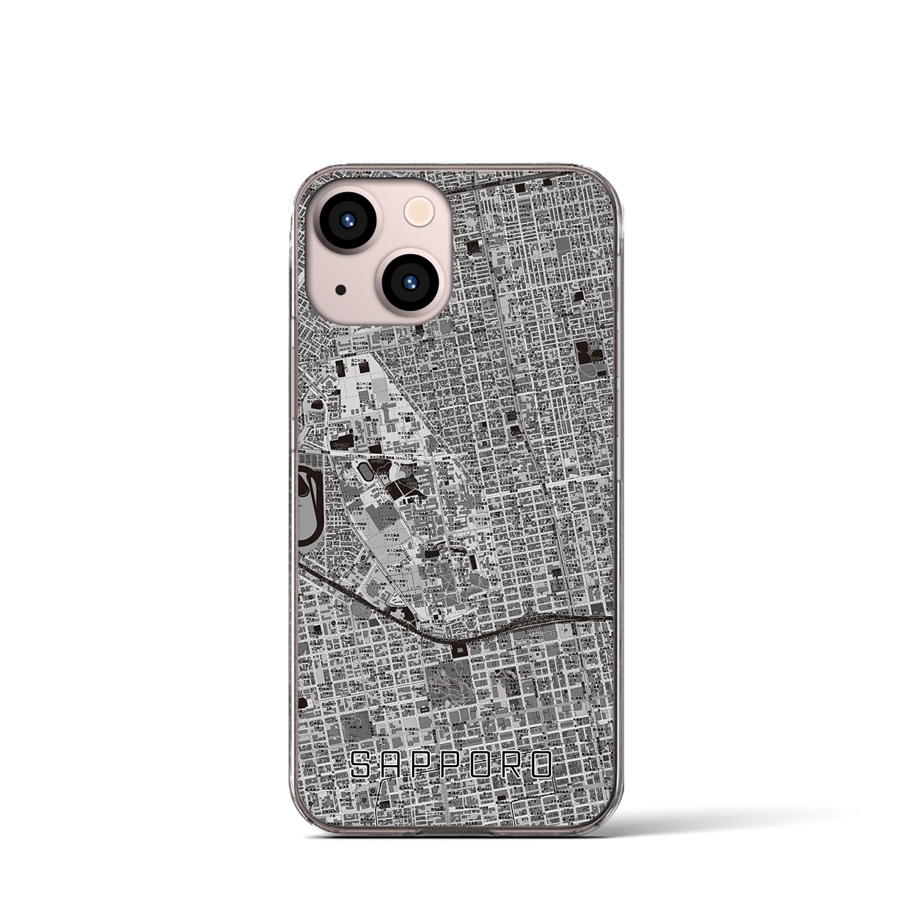 【札幌4(北海道)】地図柄iPhoneケース(クリアタイプ)