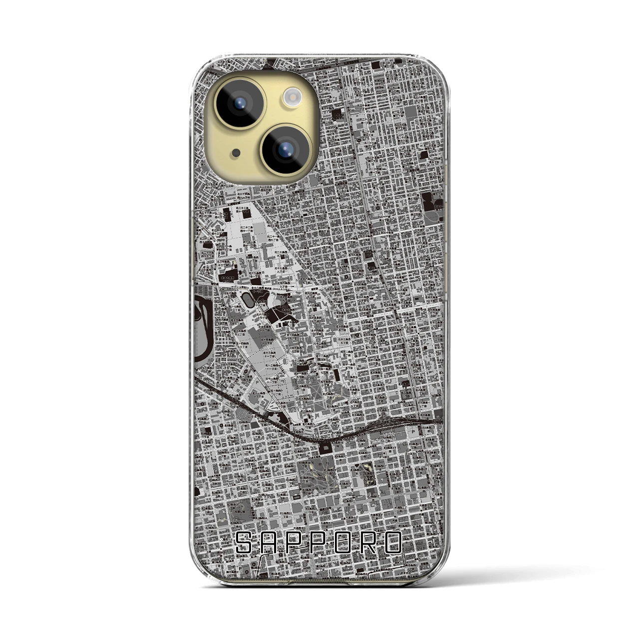 【札幌4(北海道)】地図柄iPhoneケース(クリアタイプ)