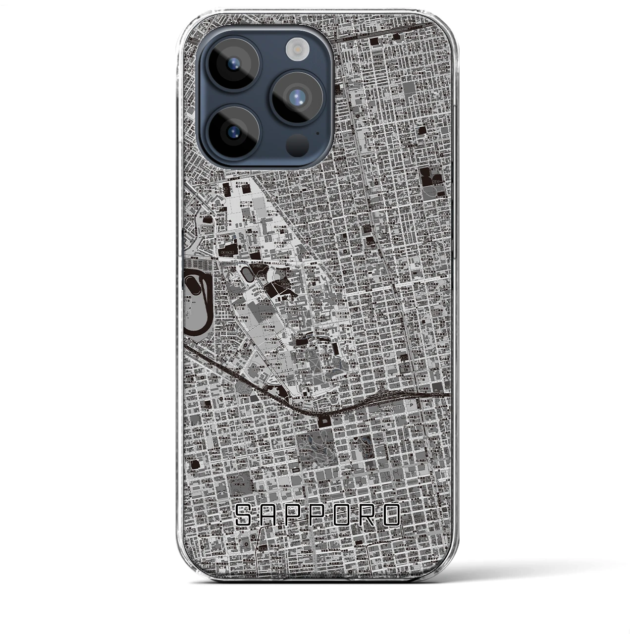 【札幌4(北海道)】地図柄iPhoneケース(クリアタイプ)