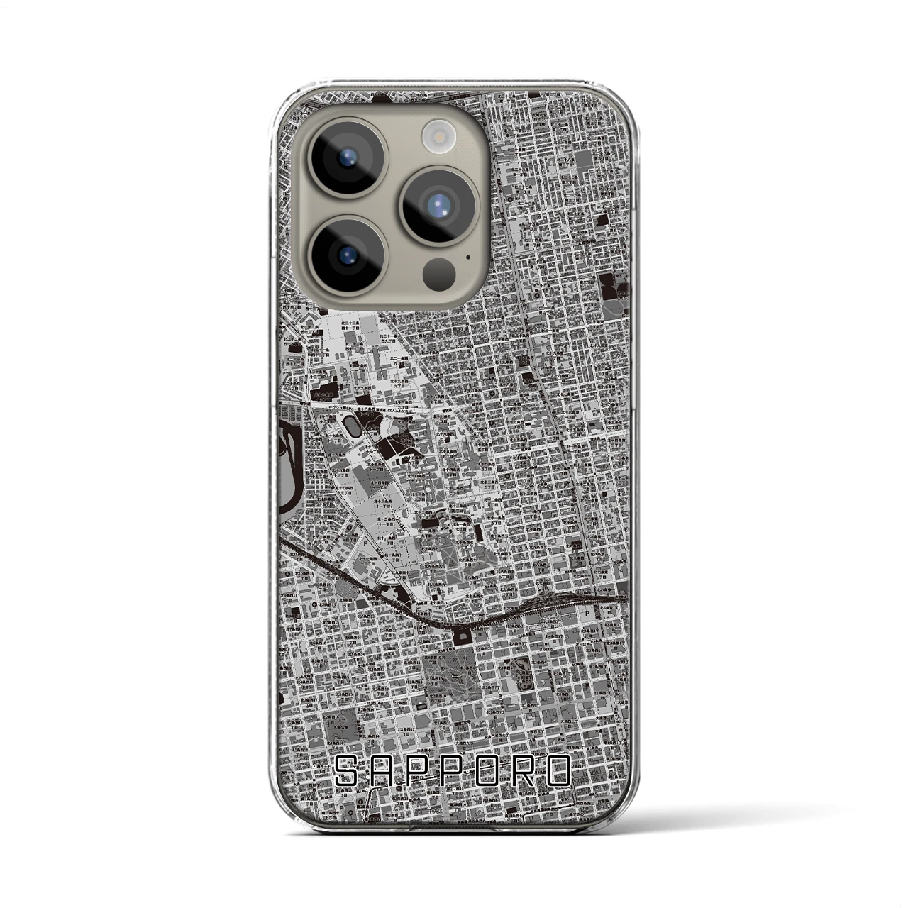 【札幌4(北海道)】地図柄iPhoneケース(クリアタイプ)