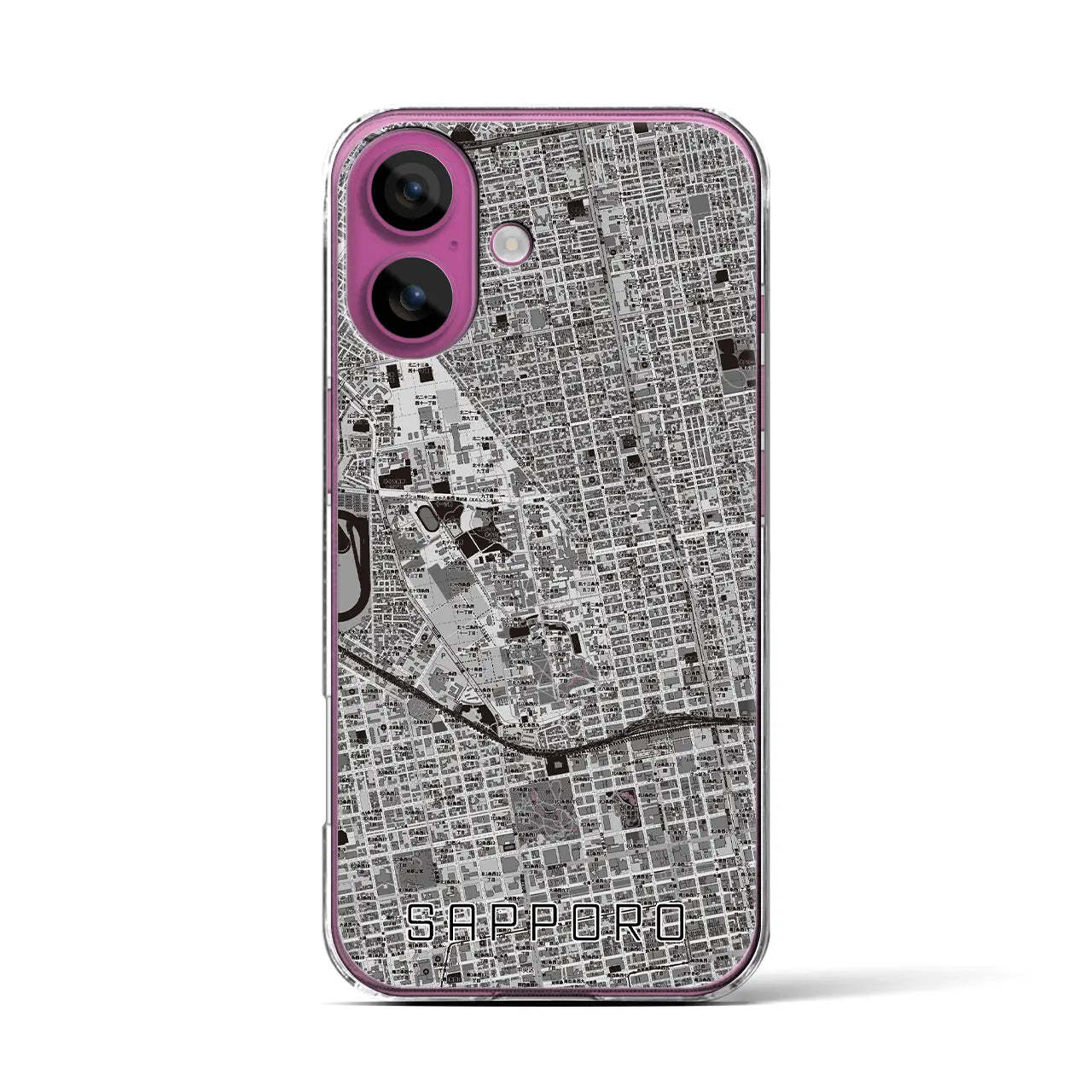 【札幌4(北海道)】地図柄iPhoneケース(クリアタイプ)