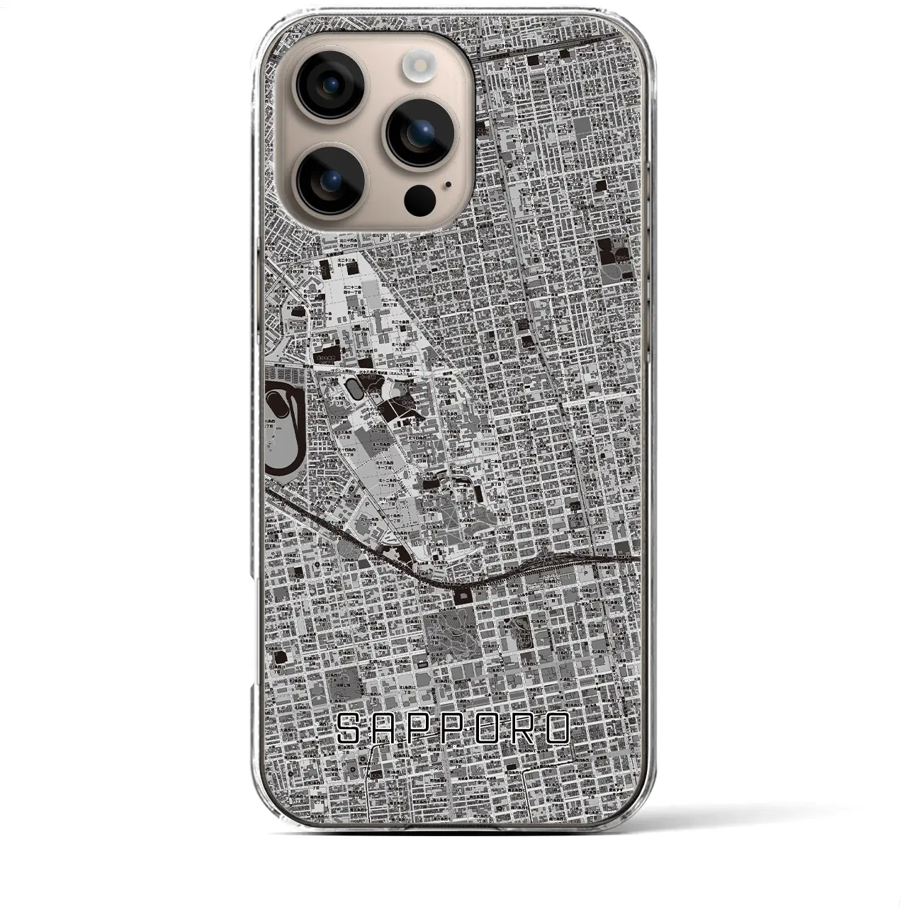 【札幌4(北海道)】地図柄iPhoneケース(クリアタイプ)